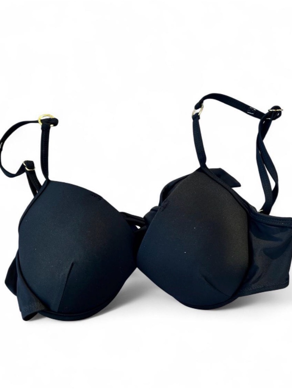 Black Padded Bikini Top with Adjustable Straps & Tie Back - Women Swim Bikinis